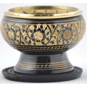 Black Brass Engraved Incense Burner