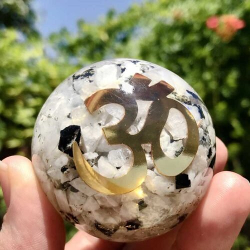 Orgonite Rainbow Moonstone Sphere -OM- 50mm