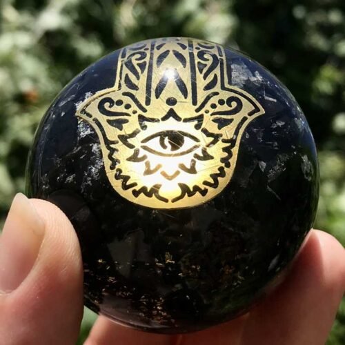 Orgonite Shungite Sphere -Hamsa Hand- 50mm